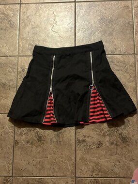 Hot Topic Black Mini Skirt With Red Stripe Detail